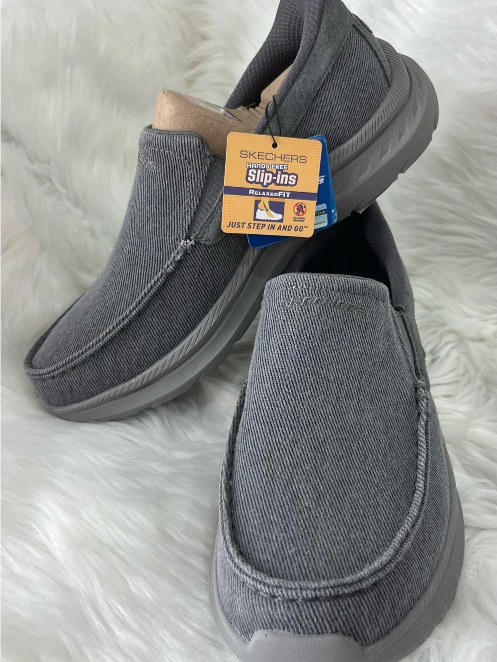 Skechers‎ Men's Gray Slip-On Memory Foam Casual Loafers